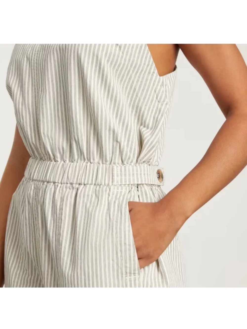 Everlane Fatigue Apron Jumpsuit Size 4 Cream / Grey